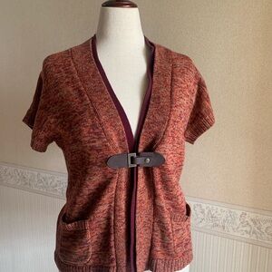 Christopher & Banks Rust Cardigan with Buckle. Size P/L. 100% Cotton